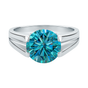 2.50 ct DEW-Gold Vermeil Certified Round Cut Blue Moissanite Solitaire Ring