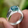 2.50 ct DEW-Gold Vermeil Certified Round Cut Blue Moissanite Solitaire Ring
