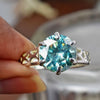 5.5ct DEW Blue Moissanite Round Solitaire Ring