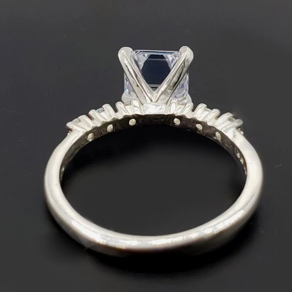 4.7 ct DEW White Moissanite Asscher Solitaire Ring - 18K Gold Vermeil on 925 Sterling Silver