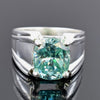 8.3ct DEW Blue Moissanite Cushion Solitaire Ring