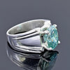 8.3ct DEW Blue Moissanite Cushion Solitaire Ring
