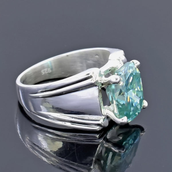 8.3ct DEW Blue Moissanite Cushion Solitaire Ring