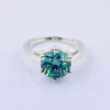 3.65 ct DEW Blue Moissanite Round Solitaire Ring - 18K Gold Vermeil on 925 Sterling Silver