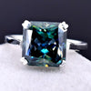 7.5 ct DEW Blue Moissanite Asscher Solitaire Ring - 18K Gold Vermeil on 925 Sterling Silver