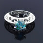 2.90 ct DEW Certified Round Cut Blue Moissanite Solitaire Ring, Gold Vermeil Jewelry