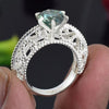 2.90 ct DEW Certified Round Cut Blue Moissanite Solitaire Ring, Gold Vermeil Jewelry