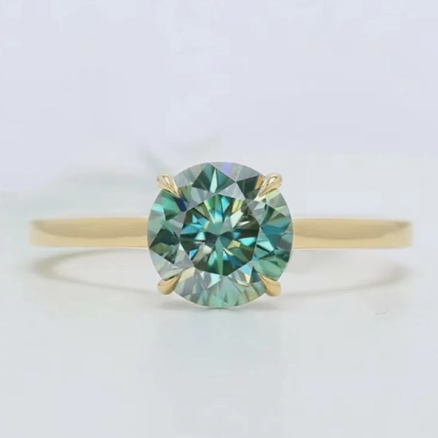 2.55 ct DEW Certified Blue Moissanite Ring – Birthday Gift for Her 18K Gold Plated Verm 18K Gold Plated