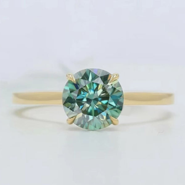 2.55 ct DEW Certified Blue Moissanite Ring – Birthday Gift for Her 18K Gold Plated Verm 18K Gold Plated