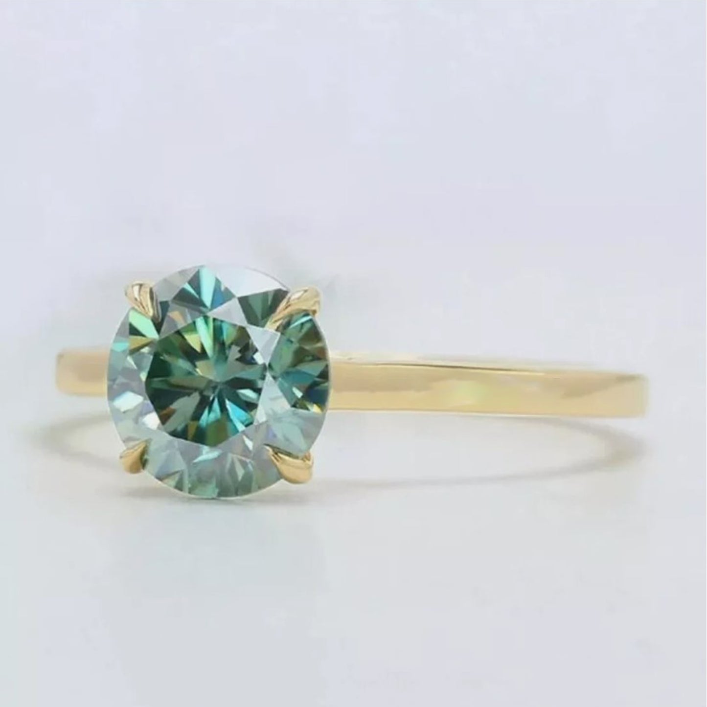2.55 ct DEW Certified Blue Moissanite Ring – Birthday Gift for Her 18K Gold Plated Verm 18K Gold Plated