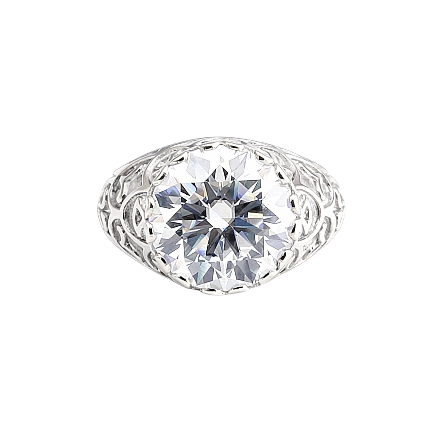 3.60 Ct Round Cut Lab Grown Diamond Ring — VS1 Clarity, 18k Gold Vermeil
