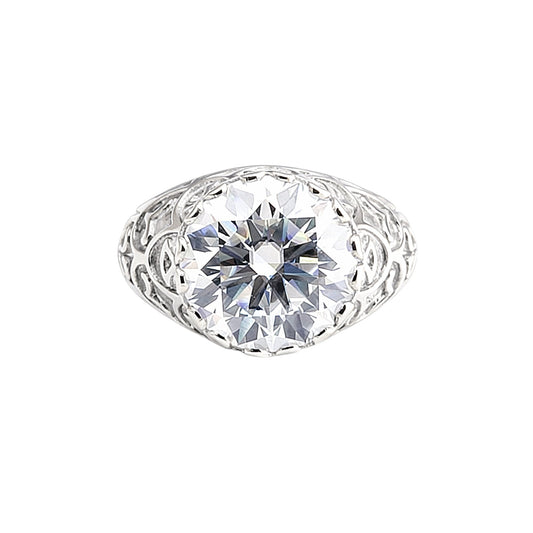 3.60 Ct Round Cut Lab Grown Diamond Ring — VS1 Clarity, 18k Gold Vermeil