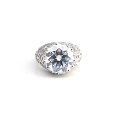 9.85 Ct Certified White Moissanite Ring In Gold Vermeil– Rare Wedding Gift Idea