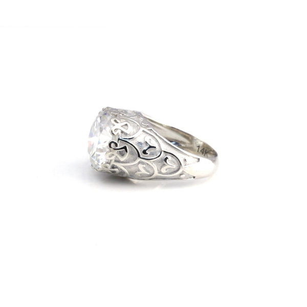 9.85 Ct Certified White Moissanite Ring In Gold Vermeil– Rare Wedding Gift Idea