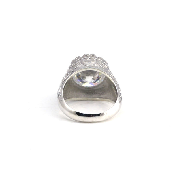 9.85 Ct Certified White Moissanite Ring In Gold Vermeil– Rare Wedding Gift Idea