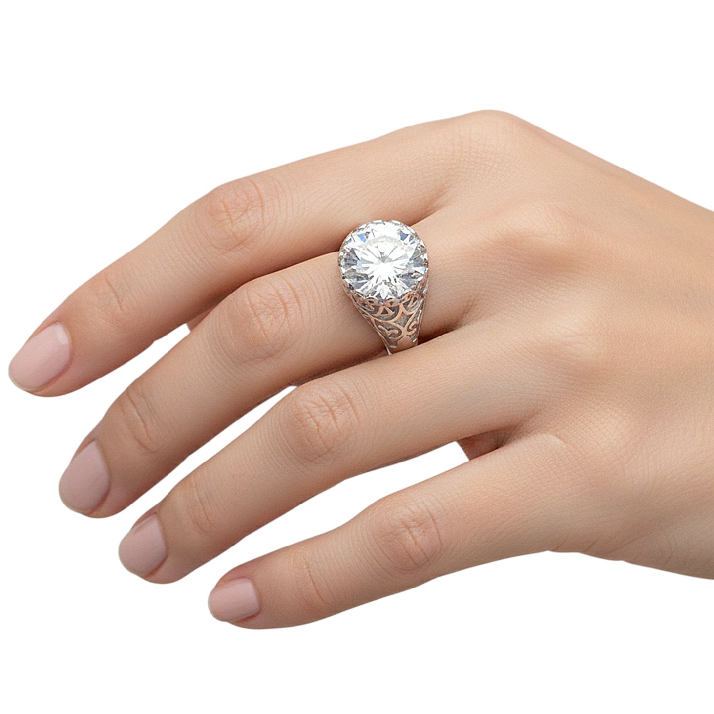 3.60 Ct Round Cut Lab Grown Diamond Ring — VS1 Clarity, 18k Gold Vermeil