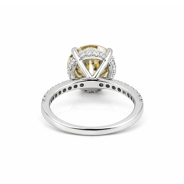 10.50 ct DEW Champagne Moissanite Ring in Prong Set Certified Stone 18K Gold Plated Ver 18K Gold Plated