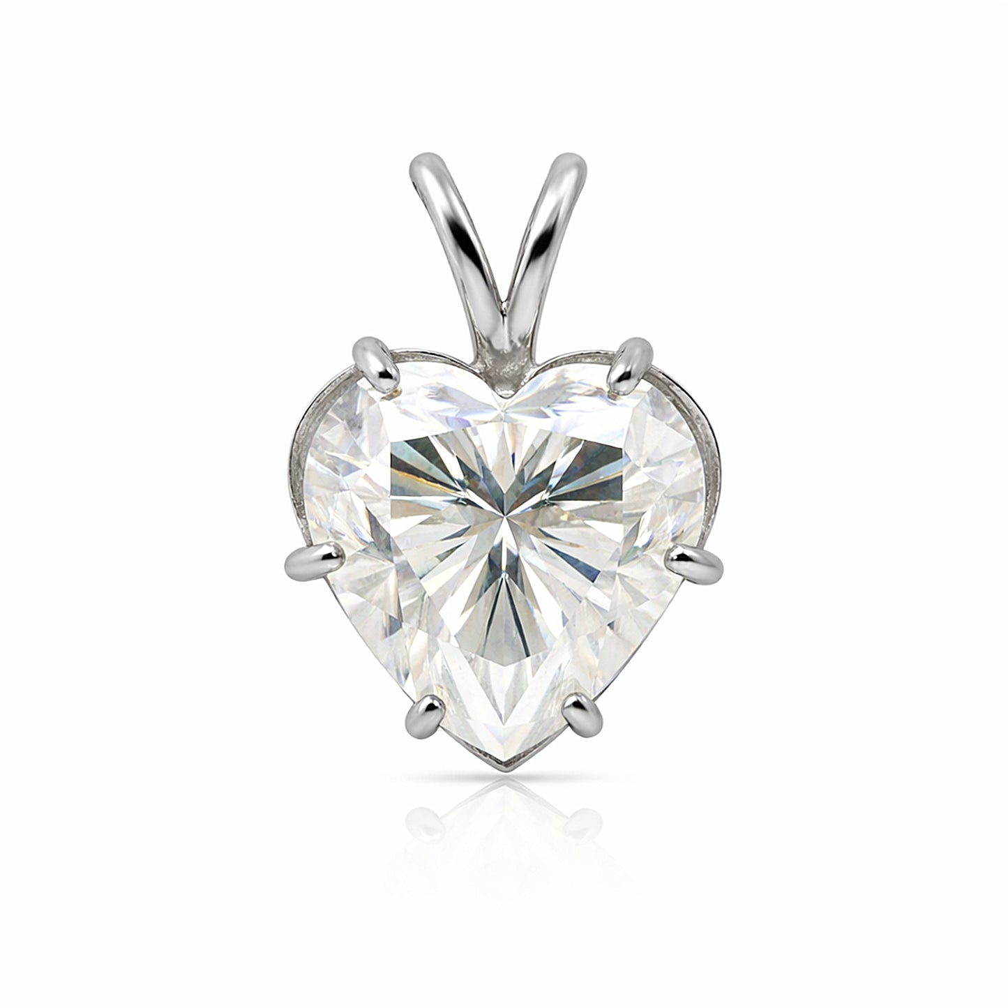 Certified 10 Ct White Heart Cut White Moissanite Pendant Gold Vermeil