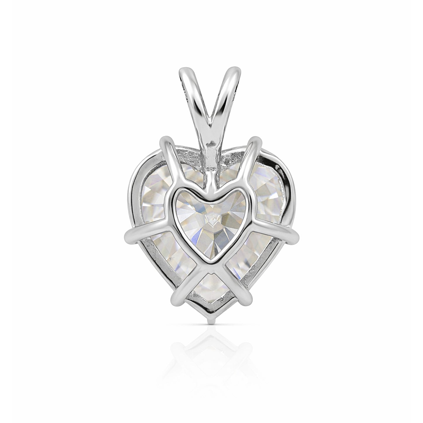 Certified 10 Ct White Heart Cut White Moissanite Pendant Gold Vermeil