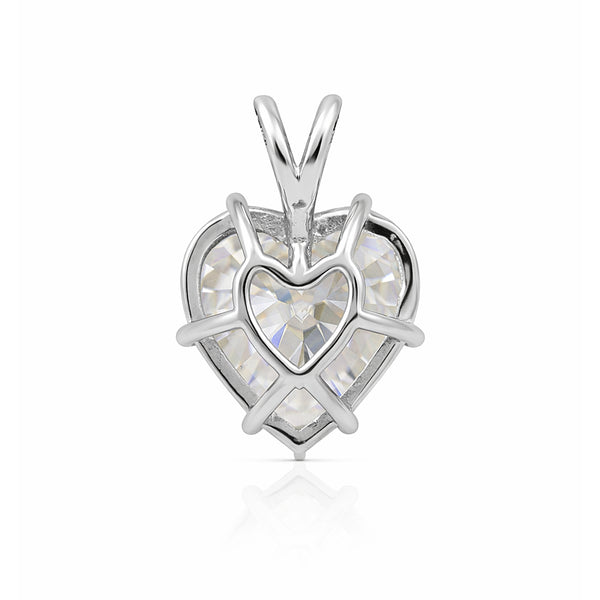Certified 10 Ct White Heart Cut White Moissanite Pendant Gold Vermeil
