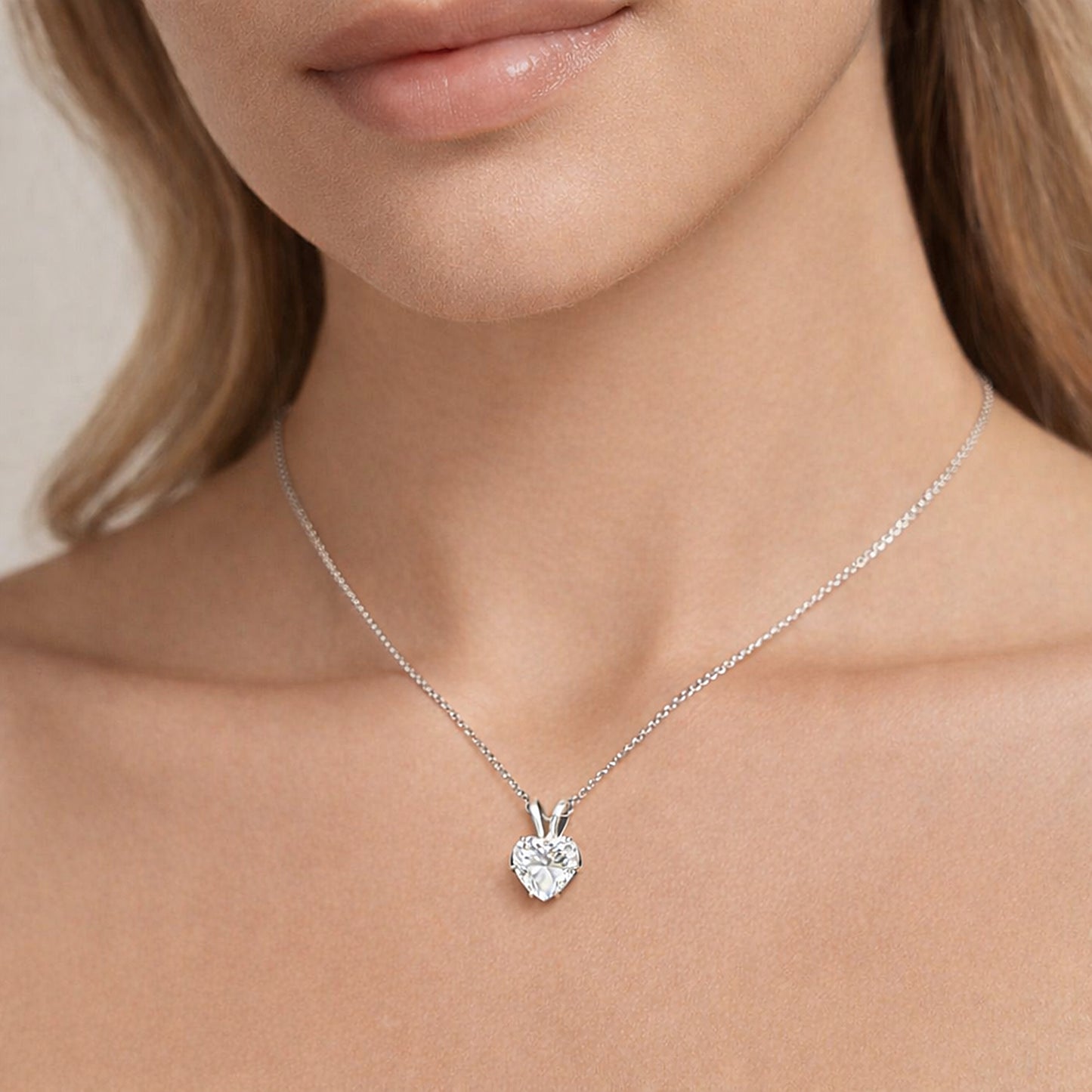 Certified 10 Ct White Heart Cut White Moissanite Pendant Gold Vermeil