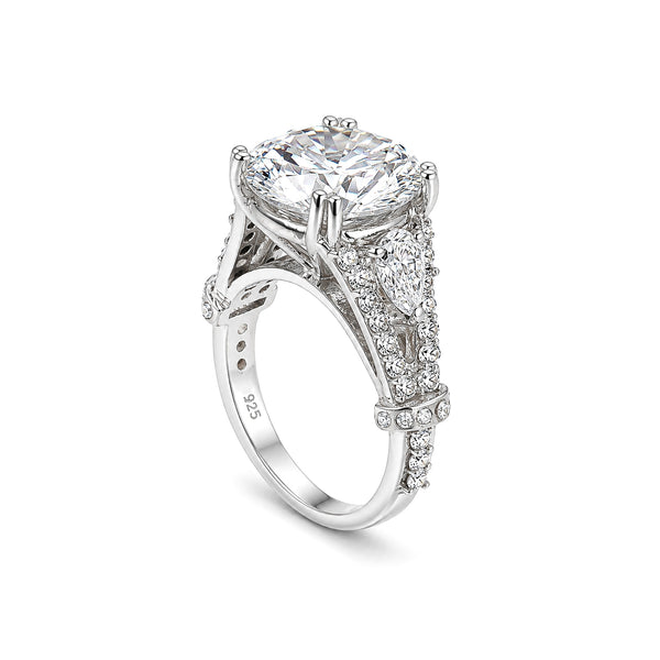 9.25 ct DEW White Moissanite Round Solitaire Ring - 18K Gold Vermeil on 925 Sterling Silver