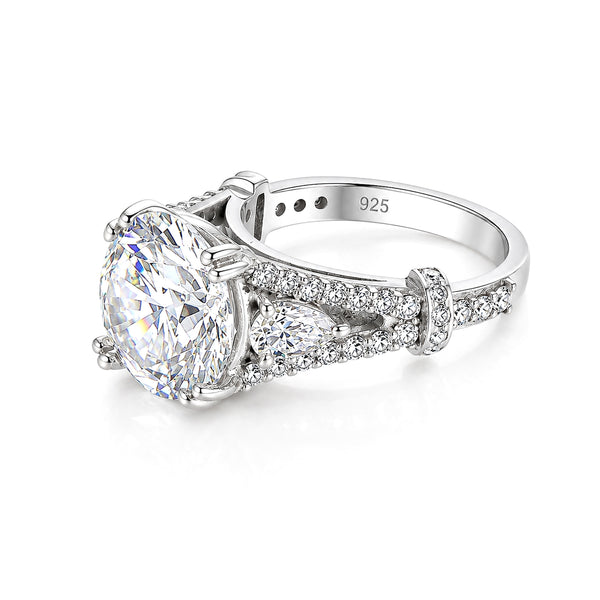 9.25 ct DEW White Moissanite Round Solitaire Ring - 18K Gold Vermeil on 925 Sterling Silver