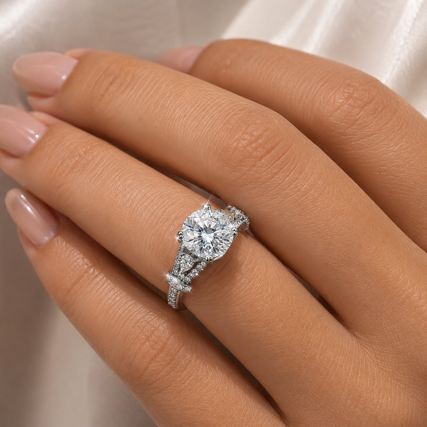 9.25 ct DEW White Moissanite Round Solitaire Ring - 18K Gold Vermeil on 925 Sterling Silver