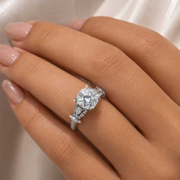 9.25 ct DEW White Moissanite Round Solitaire Ring - 18K Gold Vermeil on 925 Sterling Silver