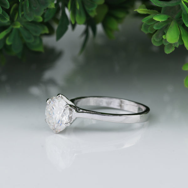 5.5 Ct White Moissanite Round Solitaire Ring - 925 Sterling Silver Gold Vermeil