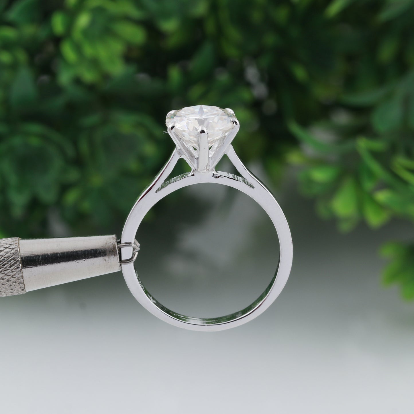 5.5 Ct White Moissanite Round Solitaire Ring - 925 Sterling Silver Gold Vermeil