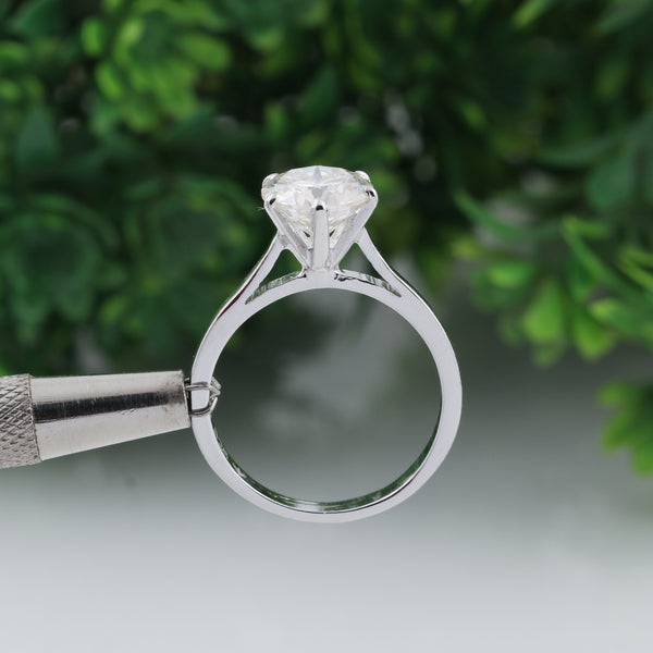 5.5 Ct White Moissanite Round Solitaire Ring - 925 Sterling Silver Gold Vermeil