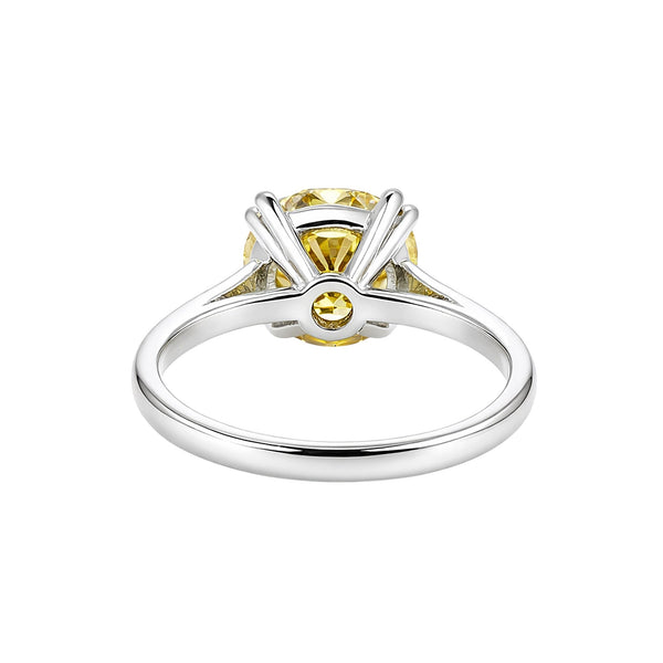 3.00 Ct Round Cut Champagne Lab Grown Diamond Ring — VS1 Clarity, 18k Gold Vermeil