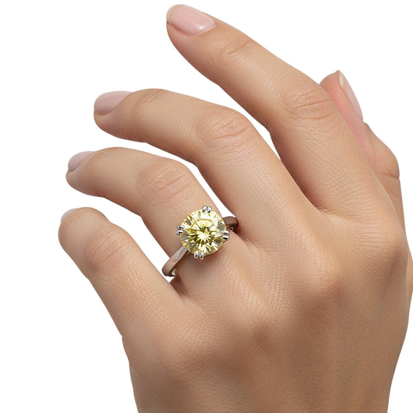 3.00 Ct Round Cut Champagne Lab Grown Diamond Ring — VS1 Clarity, 18k Gold Vermeil