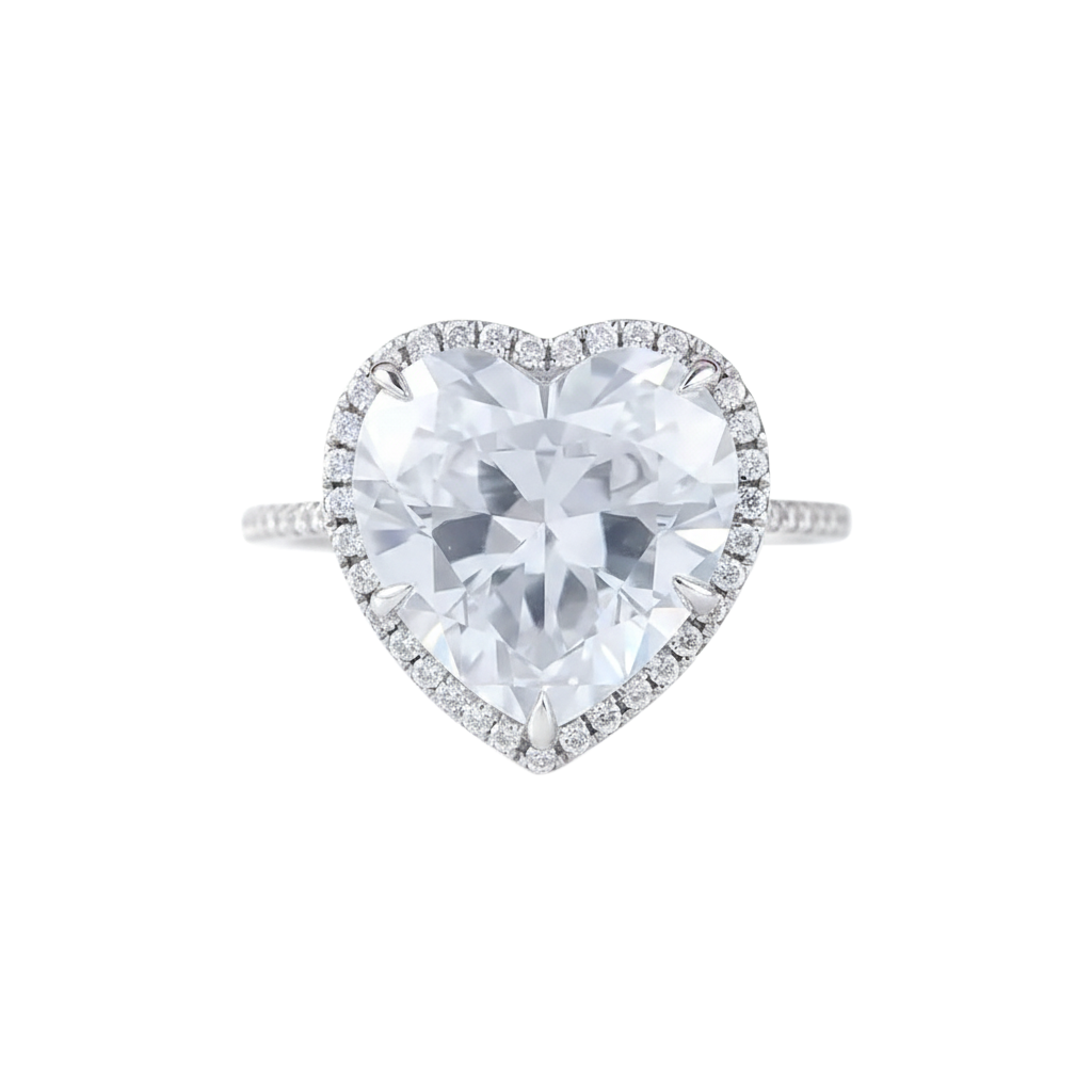 6.7 Ct White Moissanite Heart Solitaire Ring - 925 Sterling Silver Gold Vermeil