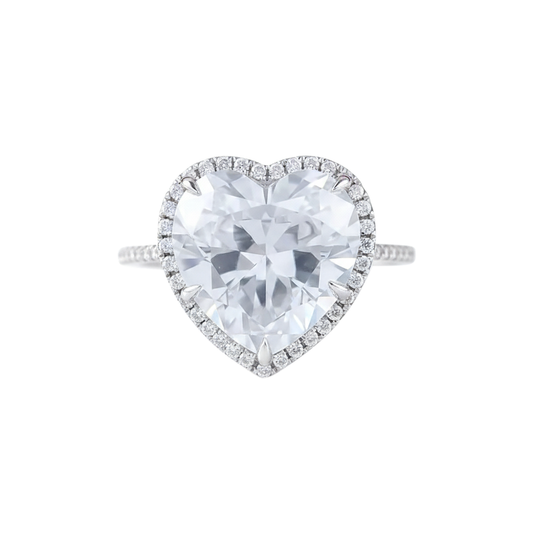 6.7 ct DEW White Moissanite Heart Solitaire Ring - 18K Gold Vermeil on 925 Sterling Silver