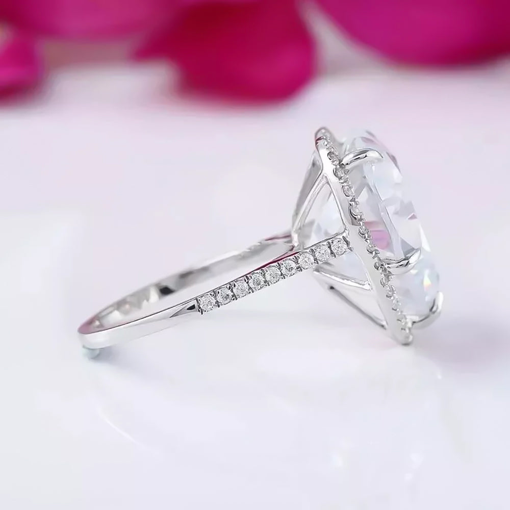 6.7 Ct White Moissanite Heart Solitaire Ring - 925 Sterling Silver Gold Vermeil