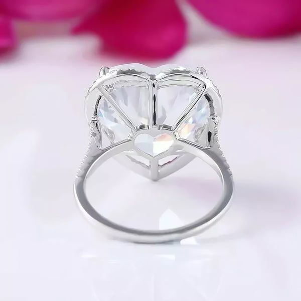 6.7 Ct White Moissanite Heart Solitaire Ring - 925 Sterling Silver Gold Vermeil