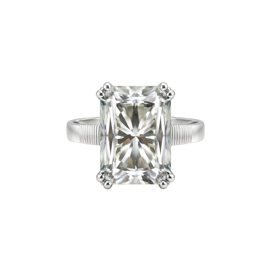 Top view of large emerald cut lab diamond showing step facets and VS1 clarity