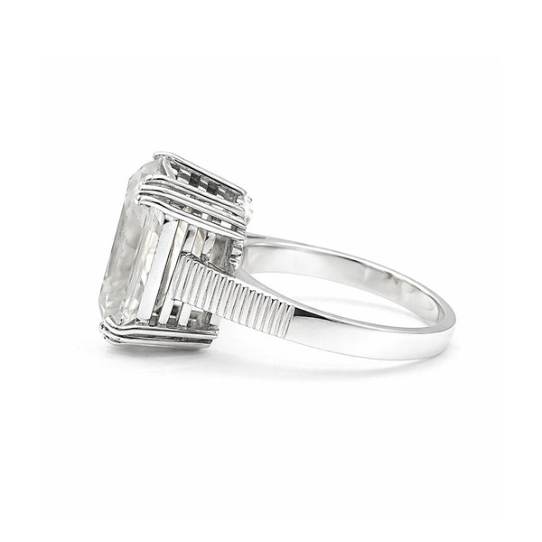 Statement emerald cut lab diamond ring worn on hand, cocktail-ring scale