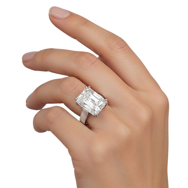 10 carat emerald cut lab-grown diamond ring in 18k gold vermeil setting
