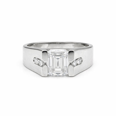 1.50 Ct Emerald Cut Lab Grown Diamond Ring — VS1 Clarity, 18k Gold Vermeil
