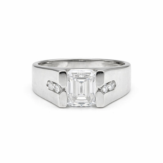 1.50 Ct Emerald Cut Lab Grown Diamond Ring — VS1 Clarity, 18k Gold Vermeil