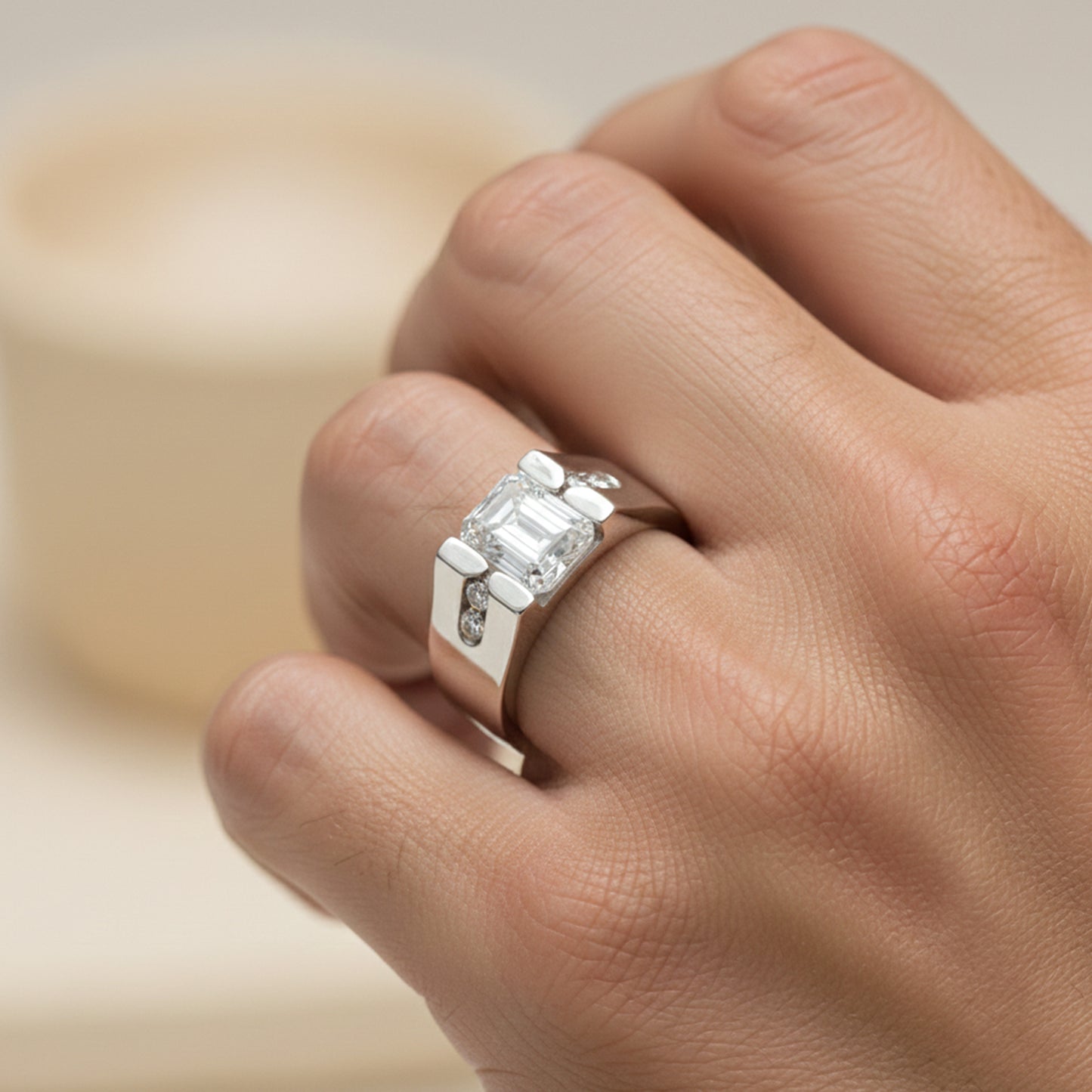 1.50 Ct Emerald Cut Lab Grown Diamond Ring — VS1 Clarity, 18k Gold Vermeil