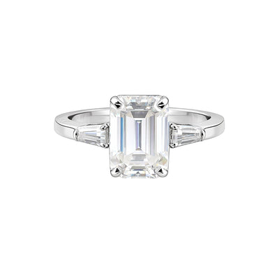 4.50 Ct Emerald Cut Lab Grown Diamond Ring — VS1 Clarity, 18k Gold Vermeil