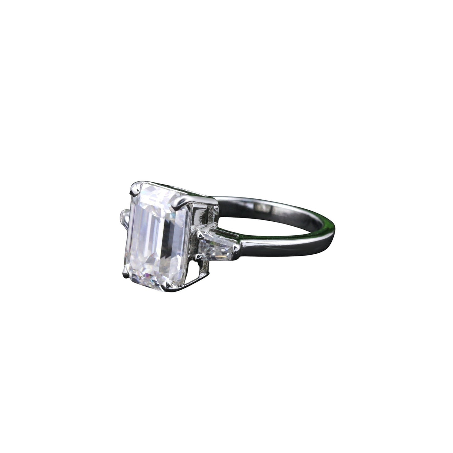 4.50 Ct Emerald Cut Lab Grown Diamond Ring — VS1 Clarity, 18k Gold Vermeil