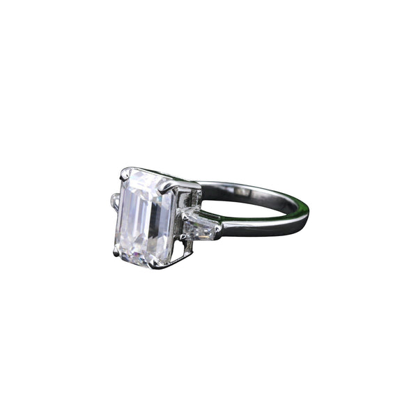 4.50 Ct Emerald Cut Lab Grown Diamond Ring — VS1 Clarity, 18k Gold Vermeil