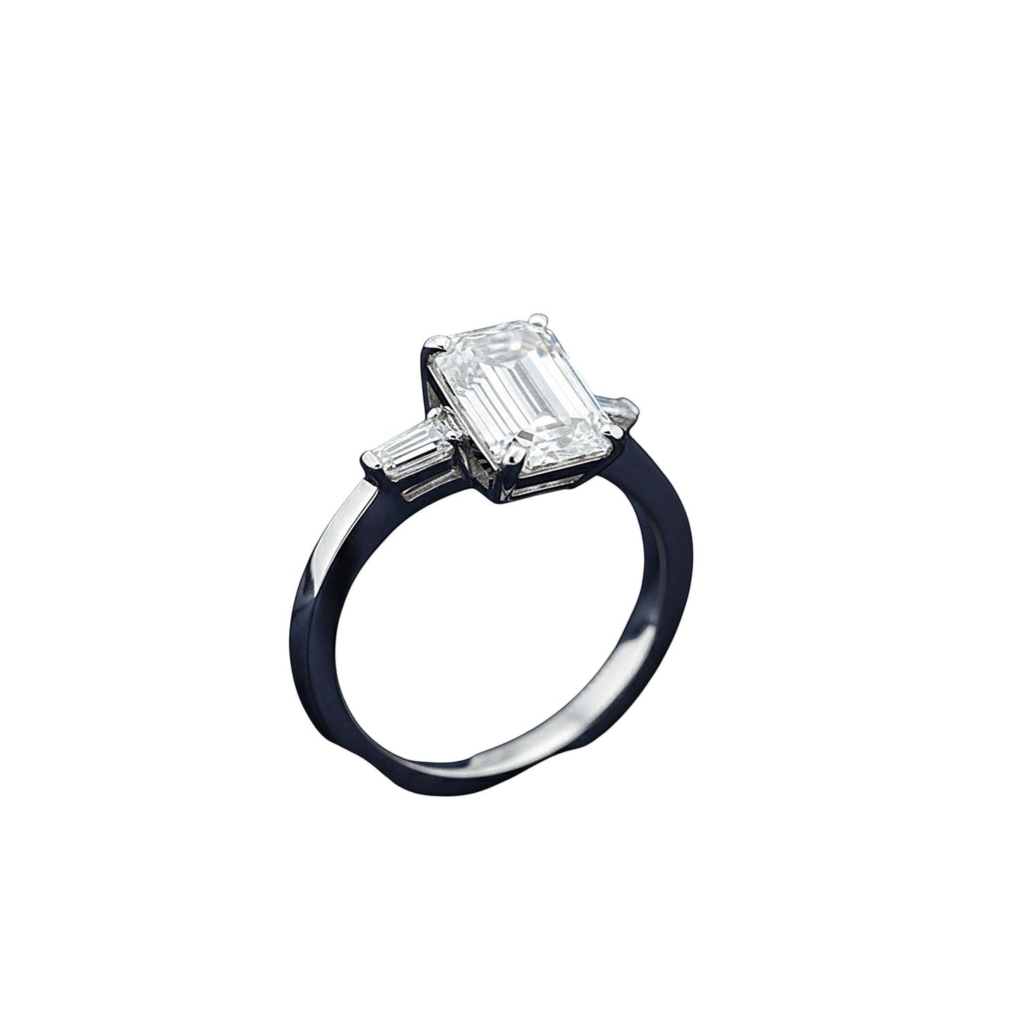 4.50 Ct Emerald Cut Lab Grown Diamond Ring — VS1 Clarity, 18k Gold Vermeil