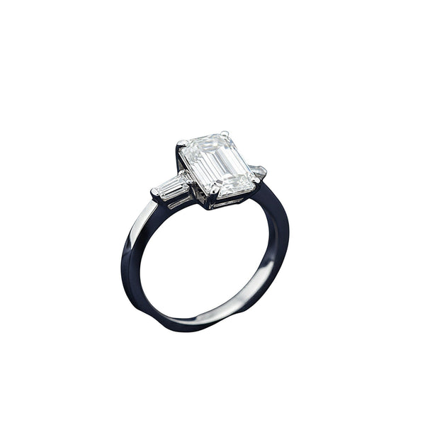 4.50 Ct Emerald Cut Lab Grown Diamond Ring — VS1 Clarity, 18k Gold Vermeil