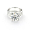 5.00 ct DEW White Round Cut Treated Moissanite Ring in Certified Beauty 18K Gold Plated